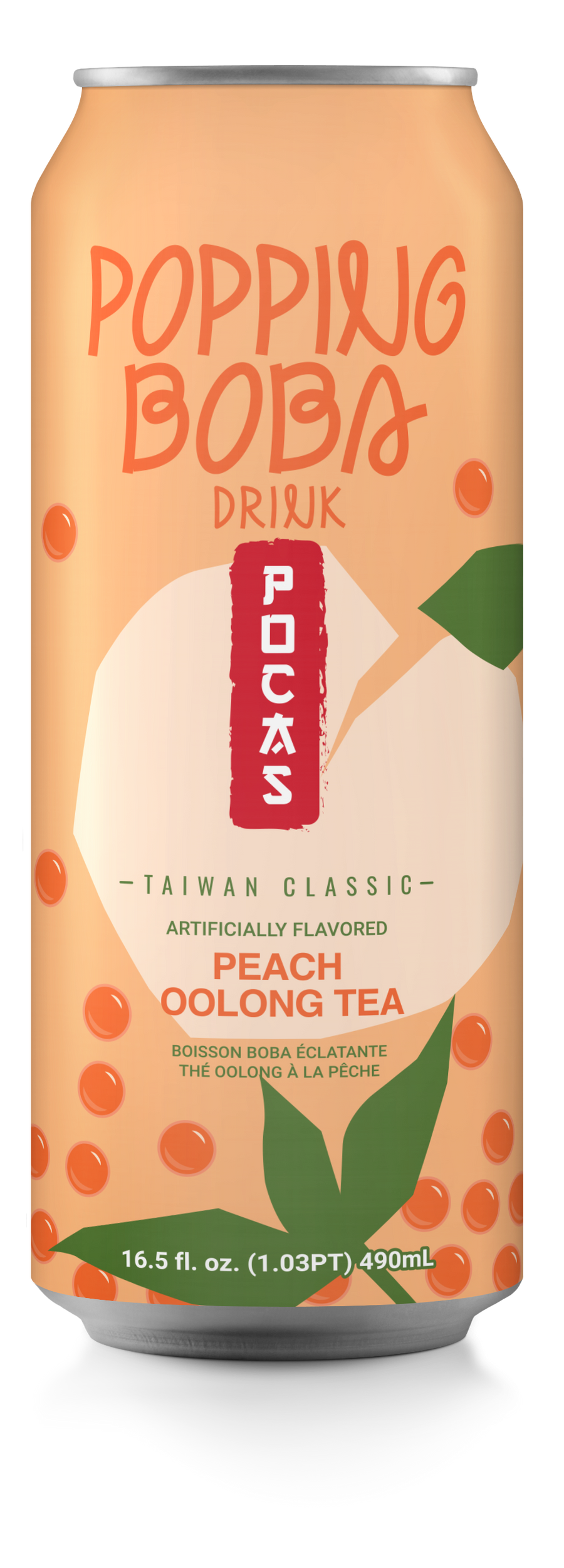 Pocas Popping Boba Peach Oolong Tea 490 ml Snaxies Exotic Drink Montreal Quebec Canada