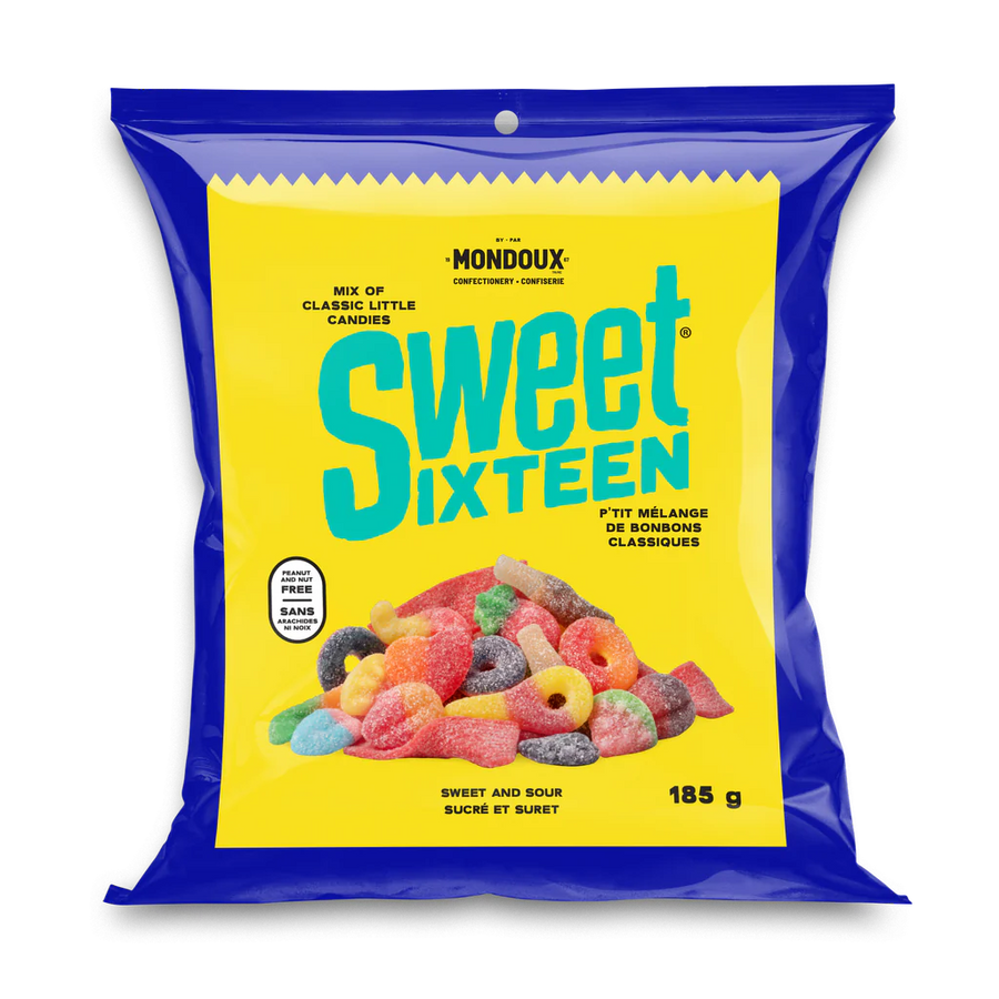 Sweet Sixteen Sweet and Sour Candy Mix 185 g
Snacks Snaxies Montreal Quebec Canada 