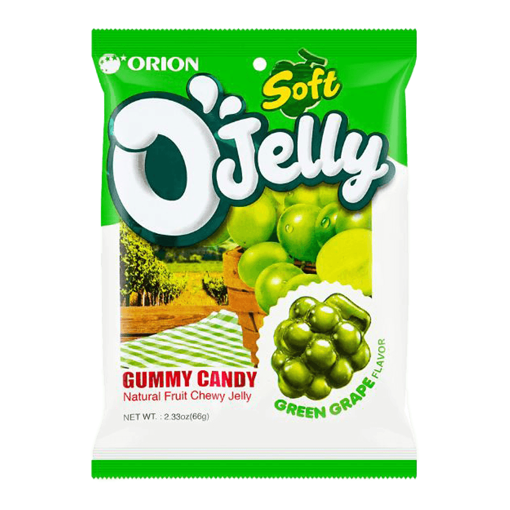 Orion O'Jelly Green Grape Gummy Candy 66 g Exotic Candy Montreal Quebec Canada Snaxies