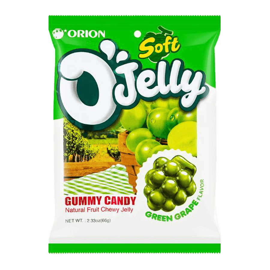 Orion O'Jelly Green Grape Gummy Candy 66 g Exotic Candy Montreal Quebec Canada Snaxies