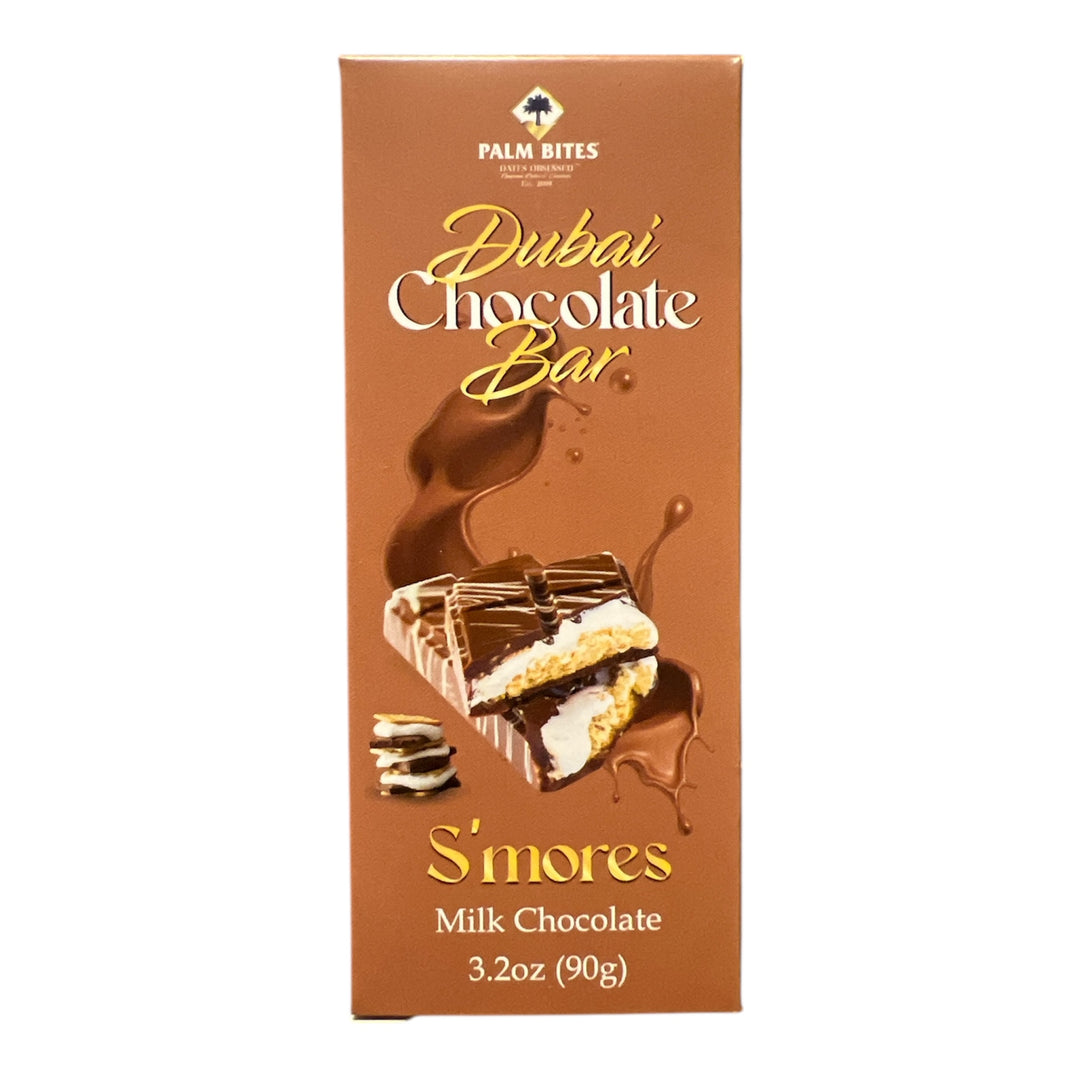 Palm Bites Dubai S'mores Milk Chocolate Bar 110 g Exotic Candy Store Montreal Quebec Canada Snaxies