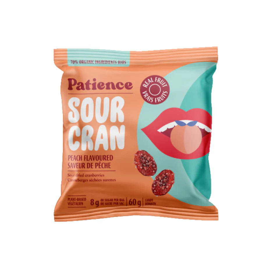 SourCran Sour Dried Cranberries Peach 60 g Snacks Snaxies Montreal Quebec Canada 