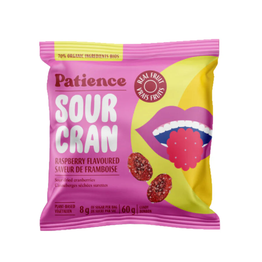 SourCran Sour Dried cranberries Raspberry 60 g Candy Snaxies Montreal Quebec Canada 