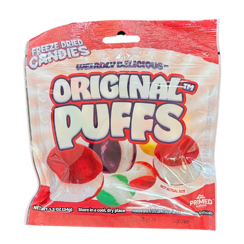 Primed Warrior Original Puffs Freeze Dried Candy 34 g Exotic Snacks Snaxies Montreal Quebec Canada 