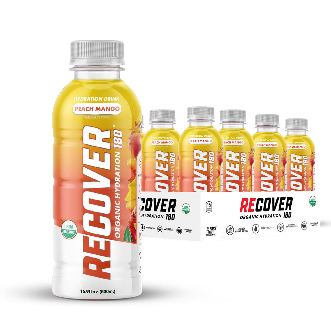 Recover 180 Peach Mango 500 mL Exotic Drink Snaxies Montreal Quebec Canada