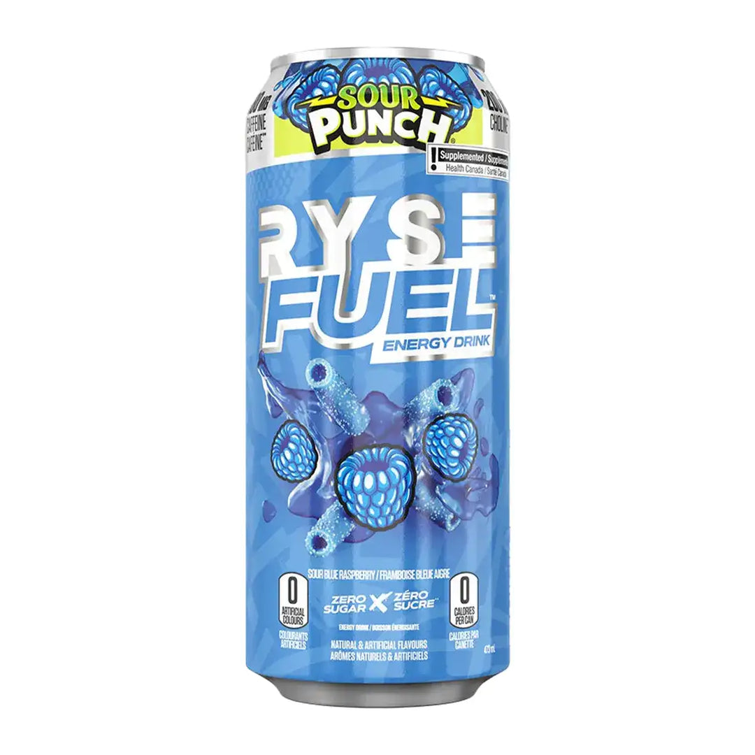 Ryse Fuel Energy Sour Punch Blue Raspberry 473 mL Imported Exotic Energy Drinks Montreal Quebec Canada Snaxies