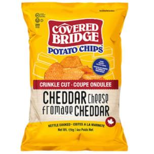 Covered Bridge Cheddar Cheese Crinkle Cut 170 g Chips Snaxies Montreal Quebec 