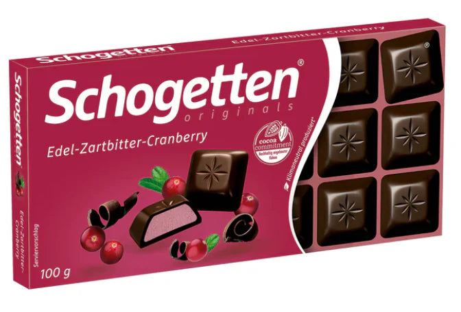 Schogetten Dark Chocolate Cranberry Bar 100 g Snaxies Exotic Chocolate Montreal Canada