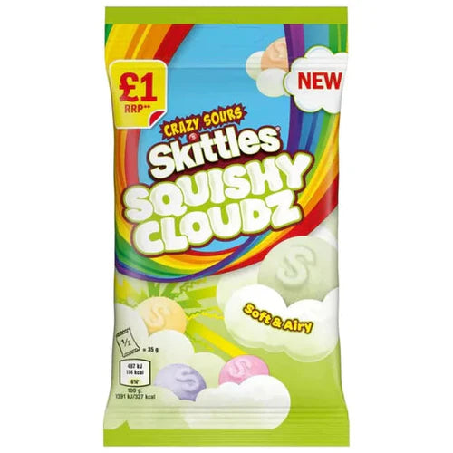 Skittles Crazy Sours Squishy Cloudz 70 g Snaxies Exotic Candy Montreal Quebec Canada