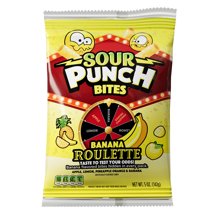 Sour Punch Bites Banana Roulette 142 g Exotic Candy Montreal Quebec Canada Snaxies
