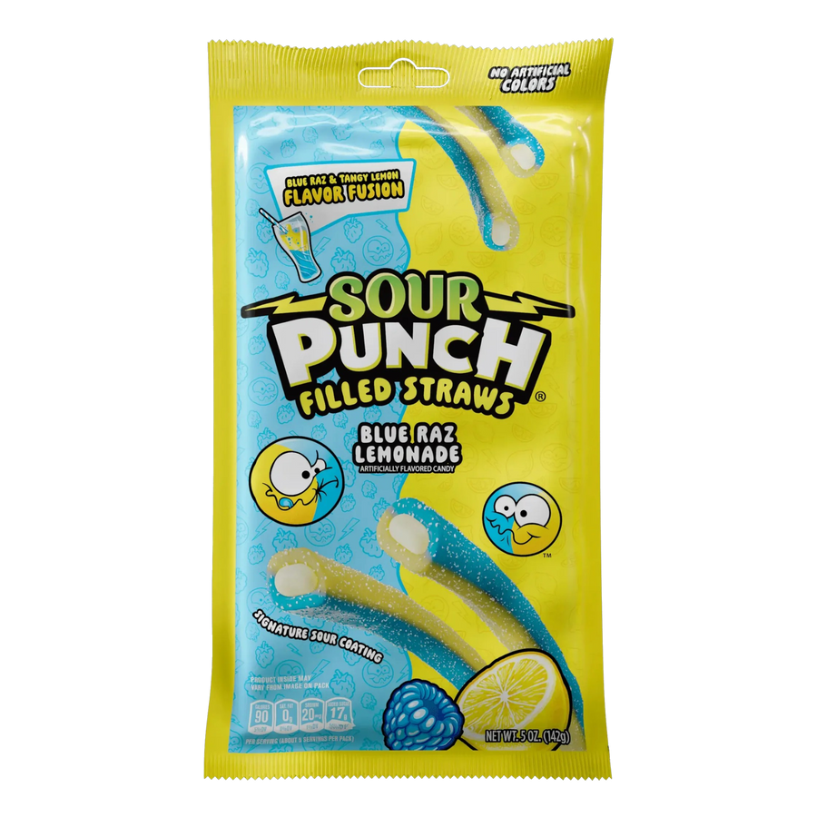 Sour Punch Filled Straws Blue Raz Lemonade 142 g Imported Exotic Candy Montreal Quebec Canada Snaxies