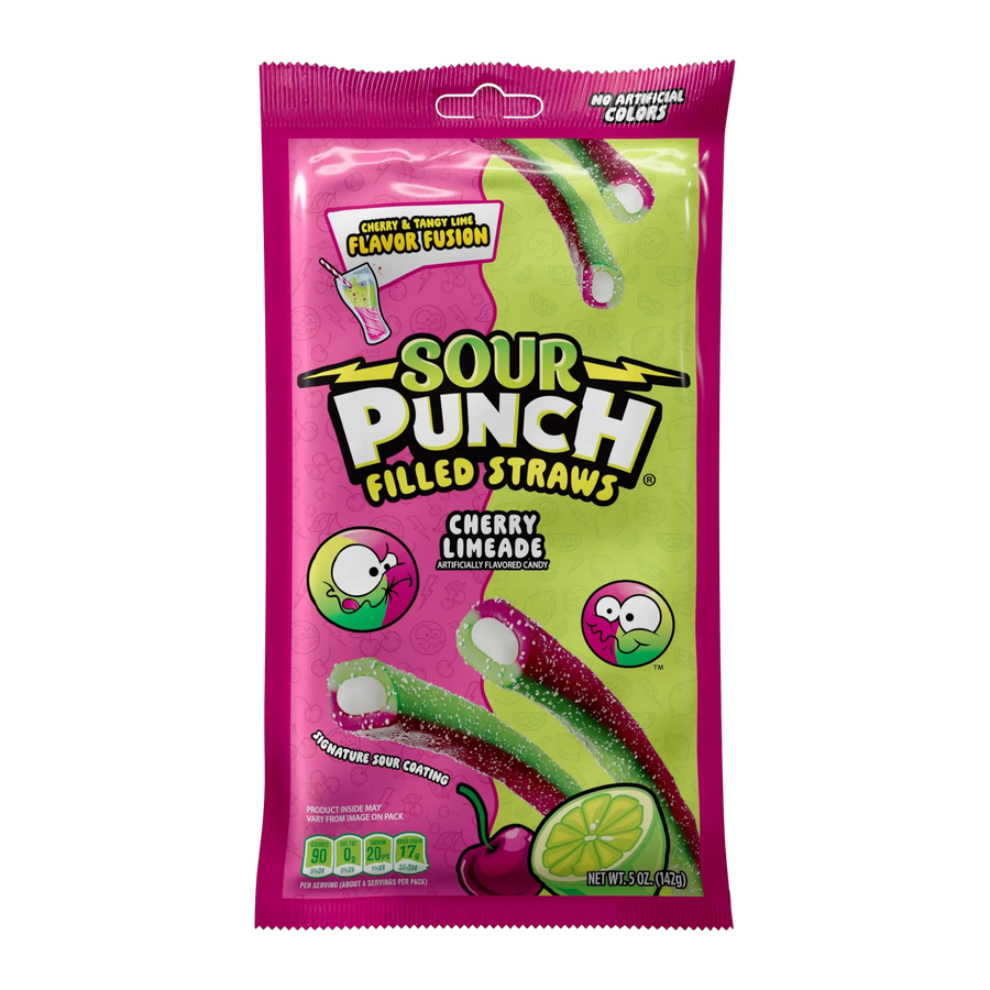 Sour Punch Filled Straws Cherry Limeade 142 g Imported Exotic Candy Montreal Quebec Canada Snaxies