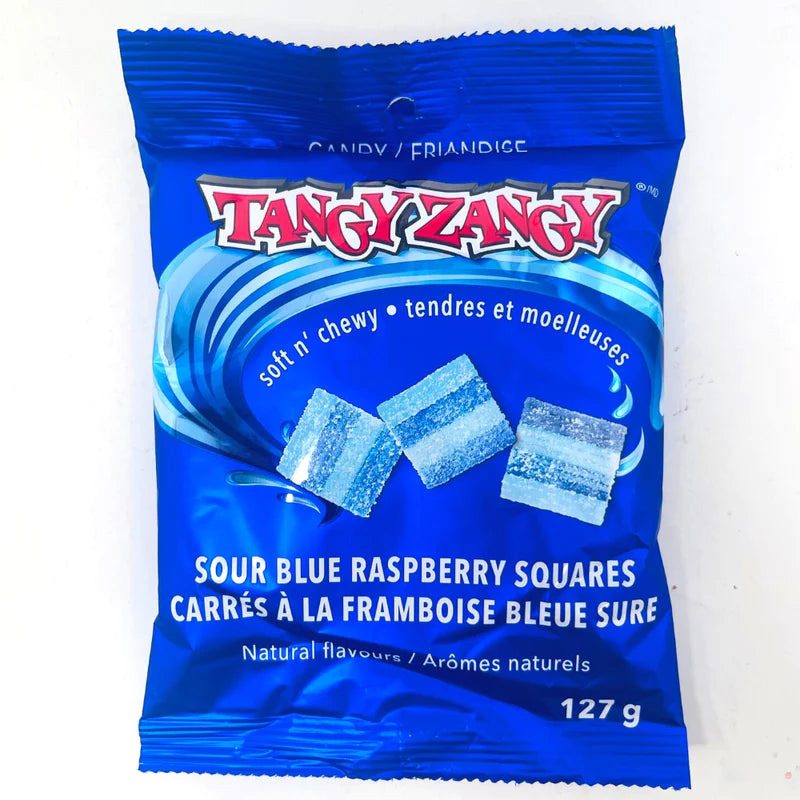 Tangy Zangy Blue Raspberry Squares 127g Montreal Quebec Canada Snaxies