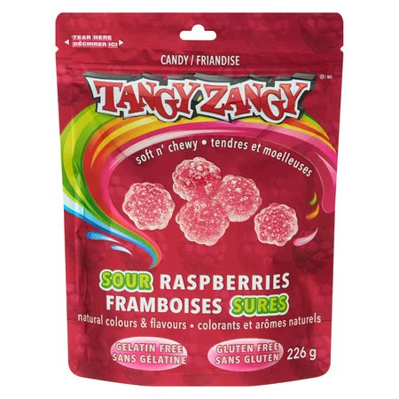 Tangy Zangy Sour Raspberry Bag 226g Snaxies Exotic Candy Montreal Quebec Canada 