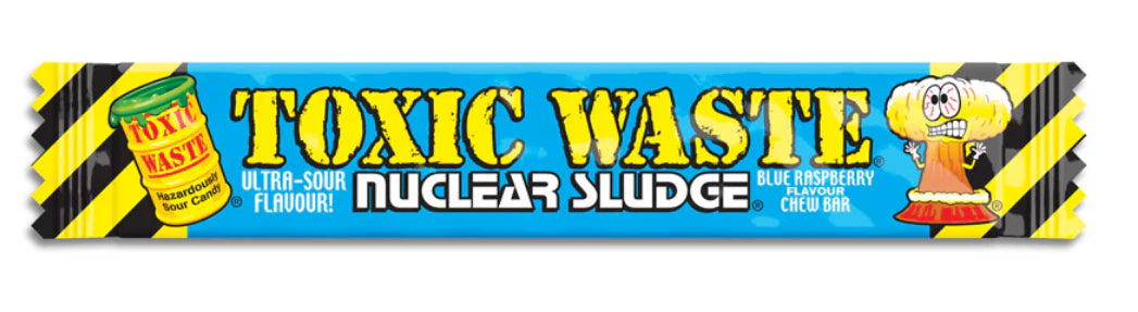 Toxic Waste Blue Raspberry Nuclear Sludge Chew Bar 20 g Snaxies Exotic Candy Montreal Quebec Canada