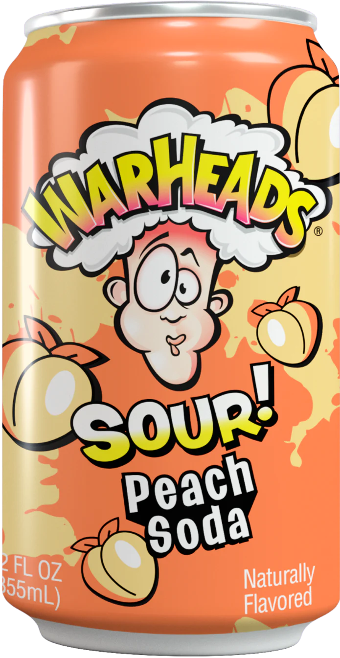 Warheads Sour Peach Soda 355 ml Exotic Soft Drinks Montreal Quebec Canada