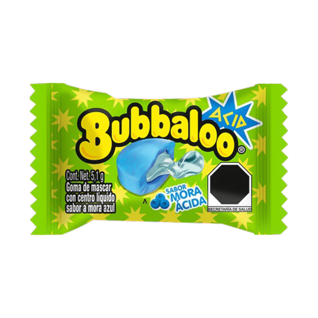 Bubbaloo Mora Acida Sour Blueberry Bubble Gum 5.1 g Exotic Candy Snaxies Montreal Quebec Canada