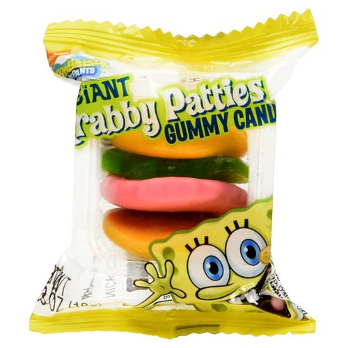 SpongeBob Giant Gummy Krabby Patties 18 g Snaxies Exotic Snacks Montreal Quebec Canada