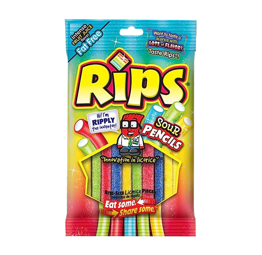 Rips Sour Pencil Bag Licorice Candy 79 g Snaxies Exotic Snacks Montreal Quebec Canada