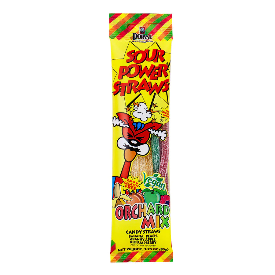 Sour Power Orchard Mix Candy Straws 50 g Snaxies Exotic Candy Montreal Quebec Canada