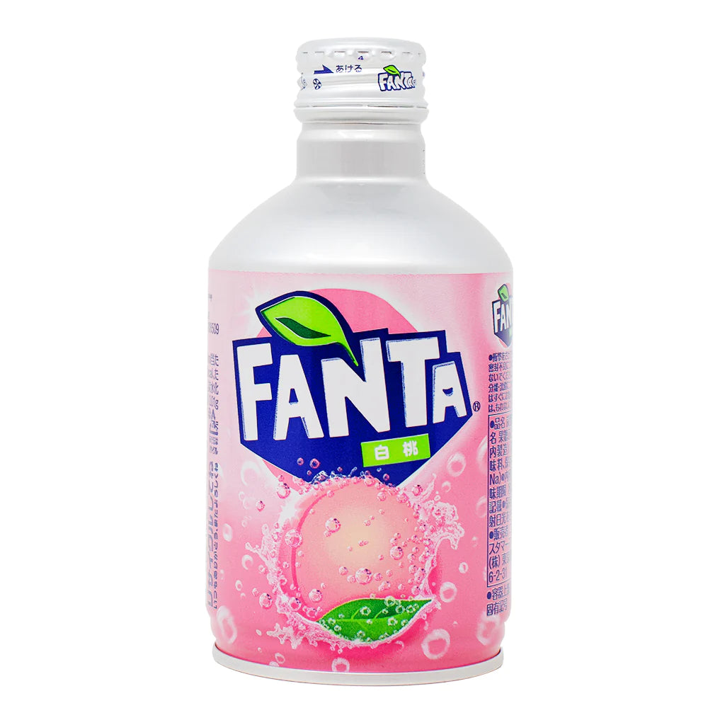 Fanta White Peach Can 300 ml Exotic Drinks Snaxies Montreal Quebec Canada