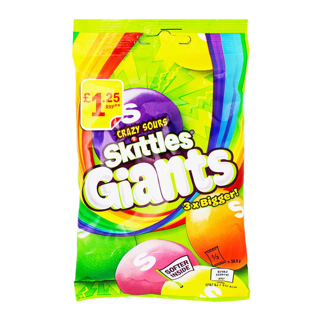 Skittles Crazy Sours Giants 116 g Snaxies Exotic Candy Montreal Quebec Canada