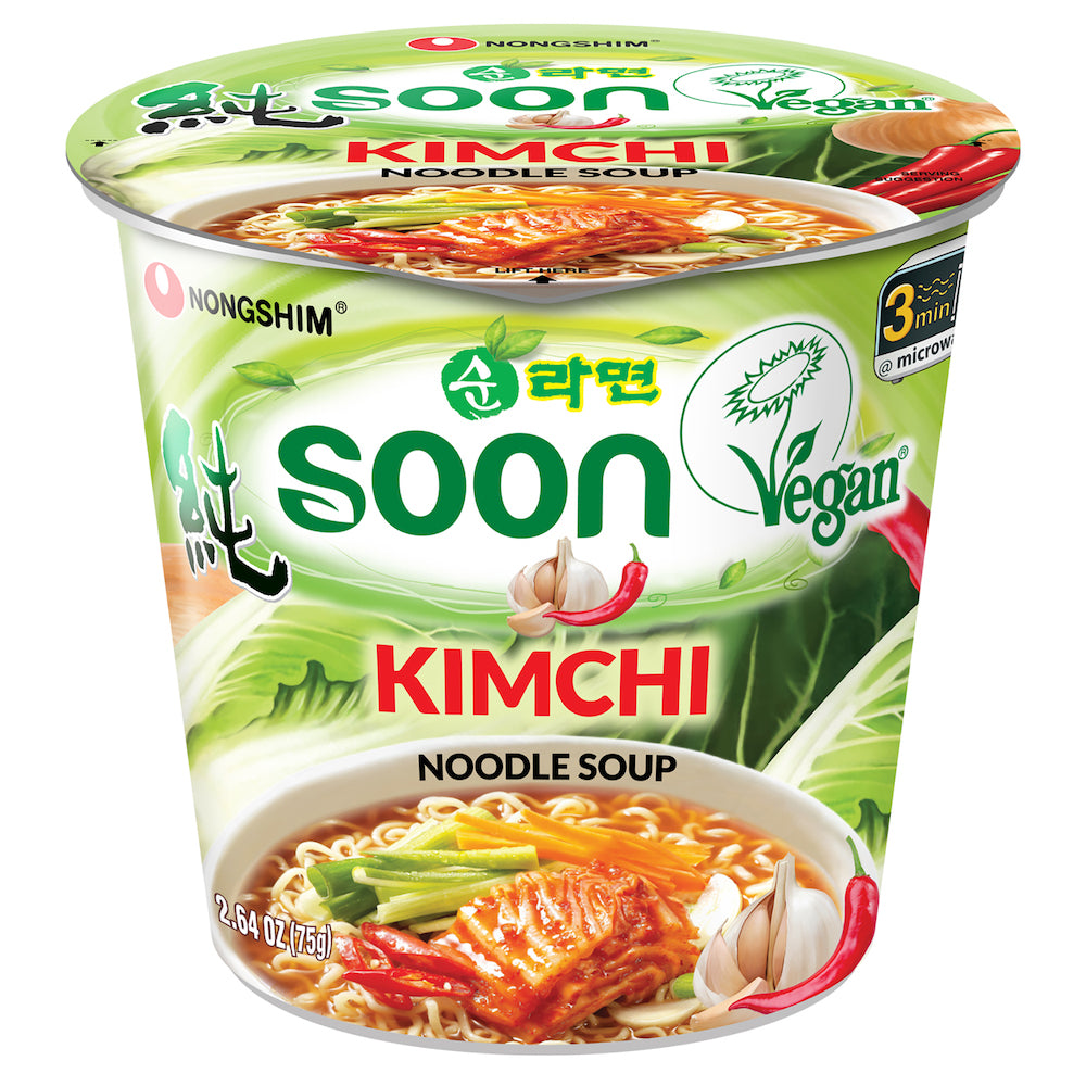 Nongshim Soon Kimchi Vegan Cup 75 g Exotic Snacks Snaxies Montreal Quebec Canada