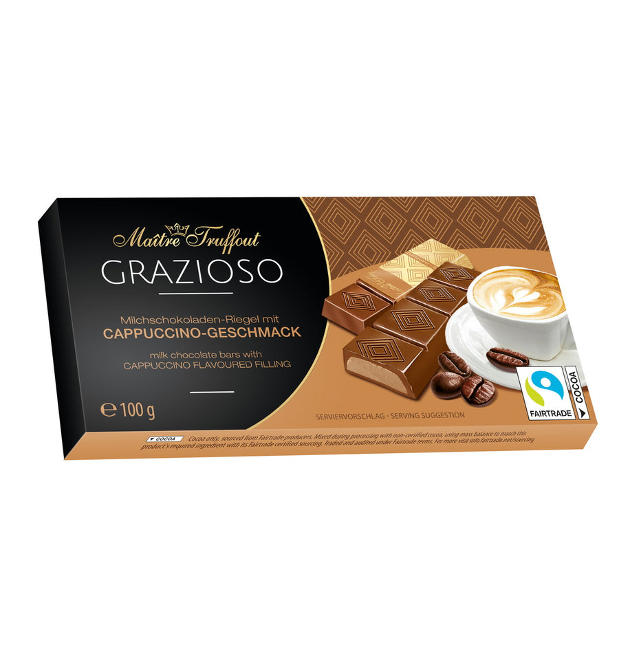 Maître Truffout Graziozo Cappuccino Flavored Chocolate 100 g Snaxies Exotic Snacks Montreal Quebec Canada