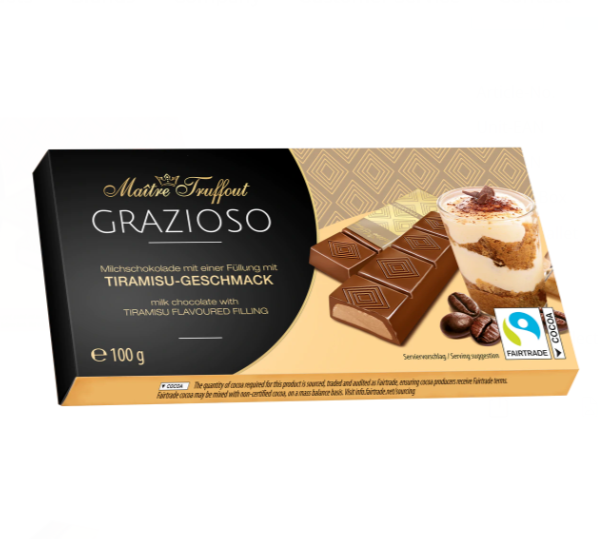 Maître Truffout Graziozo Tiramisu Flavored Chocolate 100 g Snaxies Exotic Snacks Montreal Quebec Canada