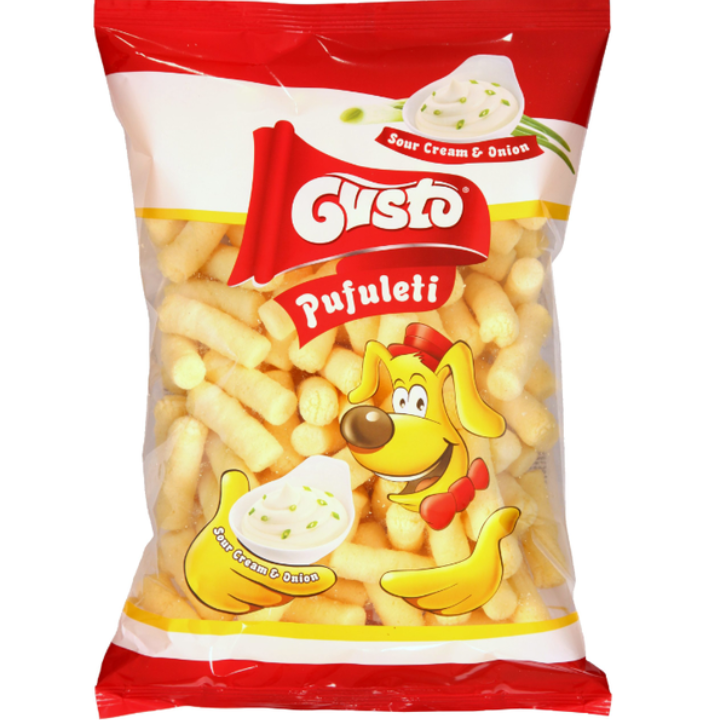 Gusto Sour Cream & Onion Puffs 100 g Snaxies Exotic Snacks Montreal Quebec Canada