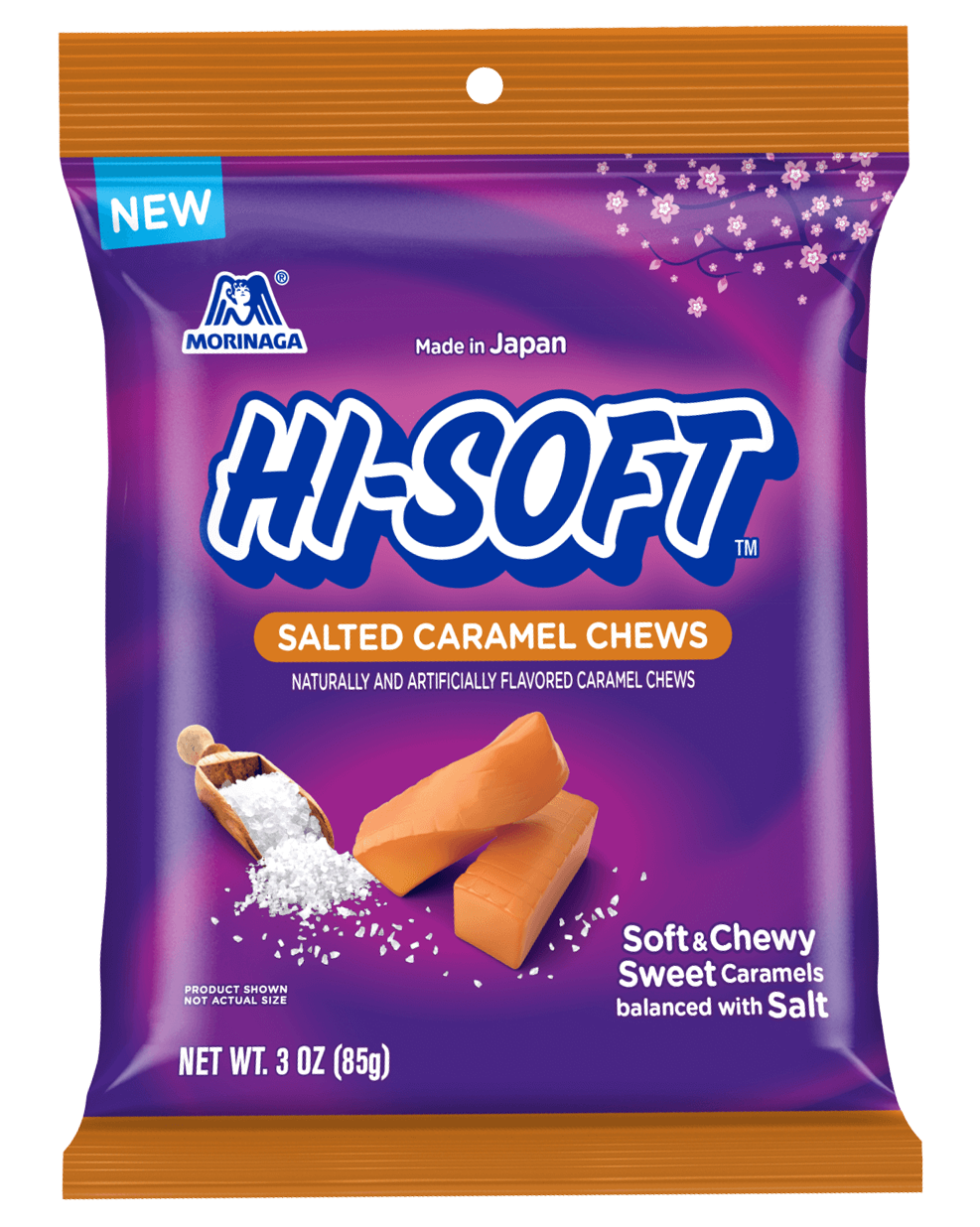 Hi-Soft Salted Caramel Chews 85 g  Snaxies Exotic Candy Montreal Canada