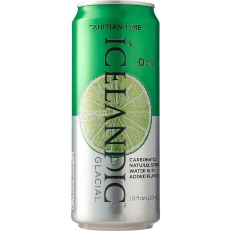 Icelandic Glacial Tahitian Lime Carbonated Water Can 330 ml Snaxies Exotic Drink Montreal Quebec Canada