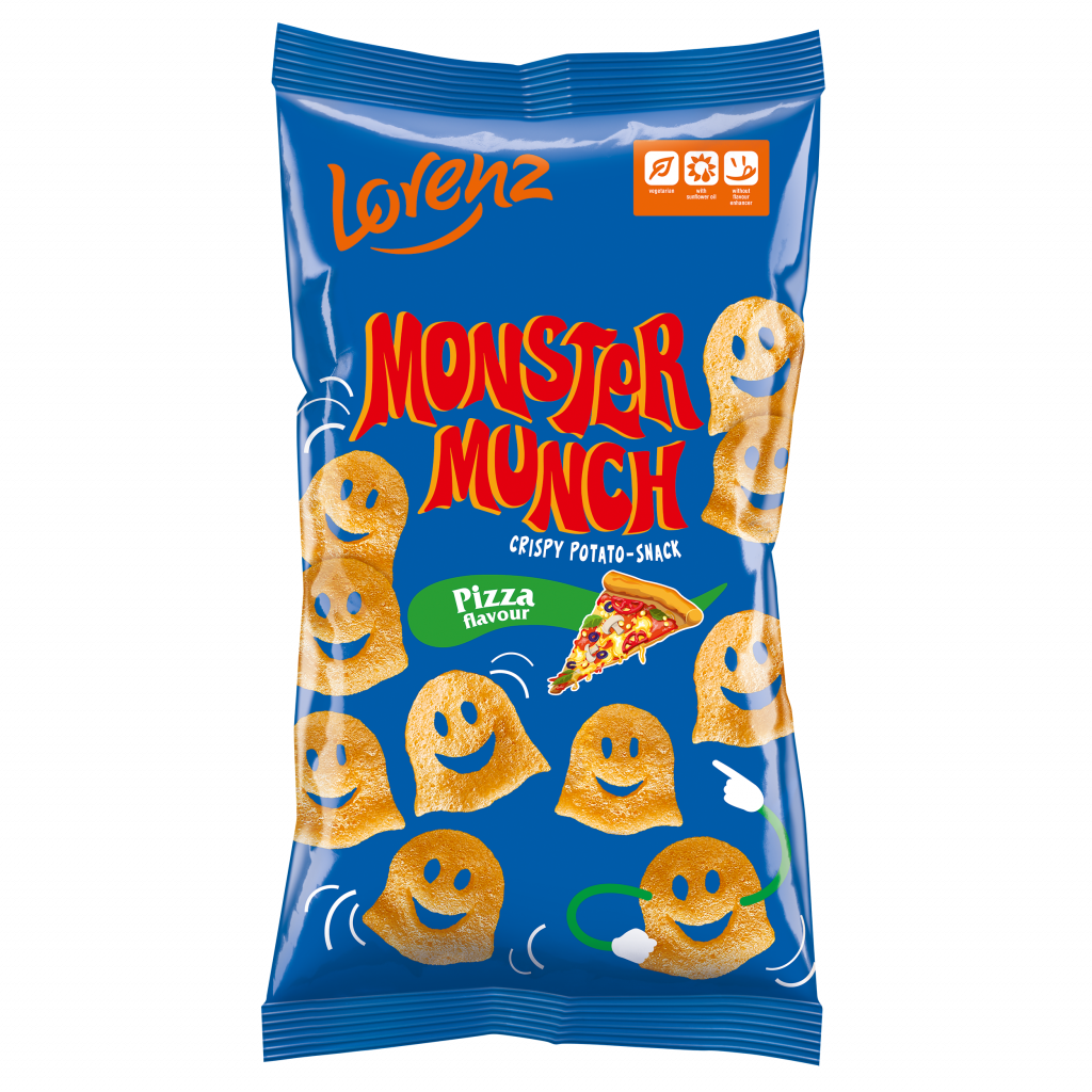 Lorenz Monster Munch Pizza Crisps 100 g Snaxies Exotic Chips Montreal Quebec Canada