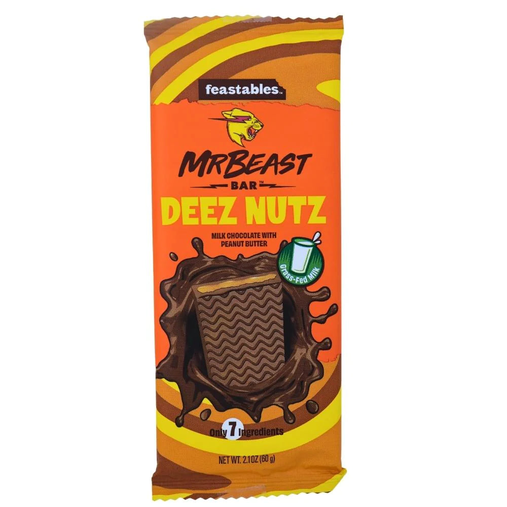 Mr Beast Deez Nutz Milk Chocolate Peanut Butter Bar 60 g Snaxies Exotic Snacks Montreal Quebec Canada