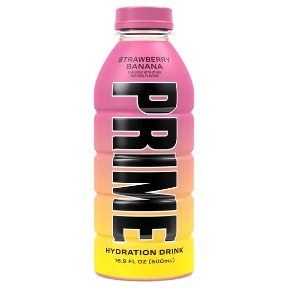 Prime Hydration Drink Strawberry Banana 500 ml Snaxies Exotic Drinks Montreal Quebec Canada