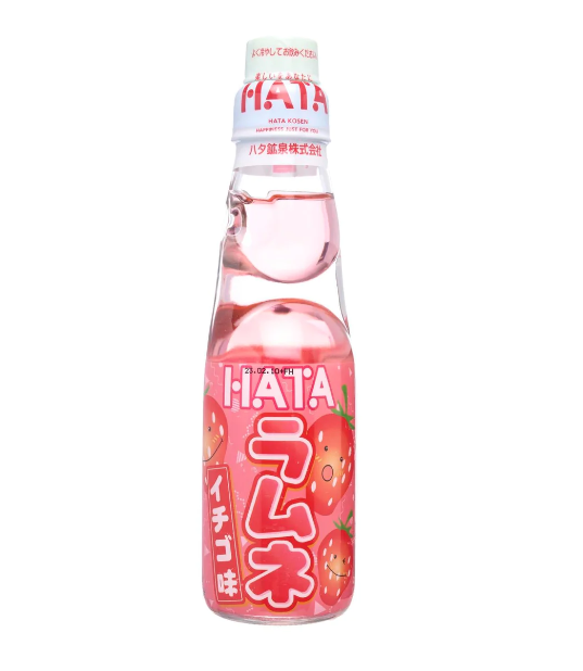 Hatakosen Ramune Strawberry 200 ml Snaxies Exotic Drink Montreal Quebec Canada