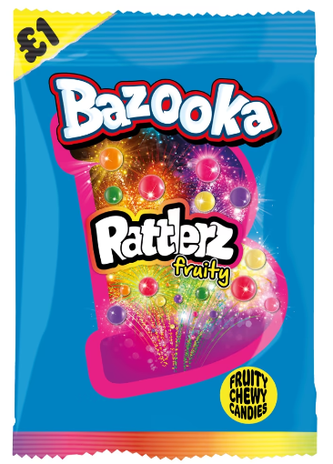 Bazooka Rattlerz Fruity 100 g Exotic Snacks Snaxies Montreal Quebec Cananda