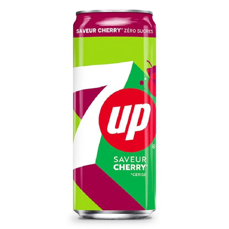 7UP Cherry Zero Sugar 330 ml Snaxies Exotic Drink Montreal Quebec Canada 