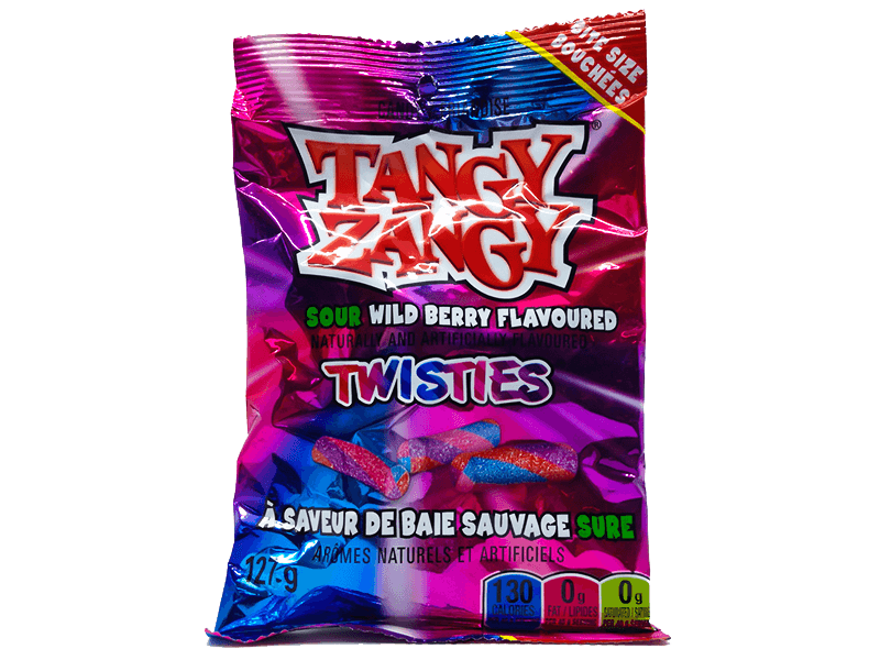 Tangy Zangy Wild Berry Twisties 127g Montreal Quebec Canada Snaxies