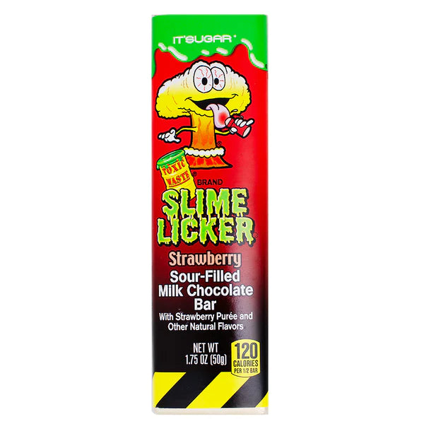 Toxic Waste Slime Licker Strawberry Chocolate Bar 50 g Snaxies Exotic Snacks Montreal Quebec Canada