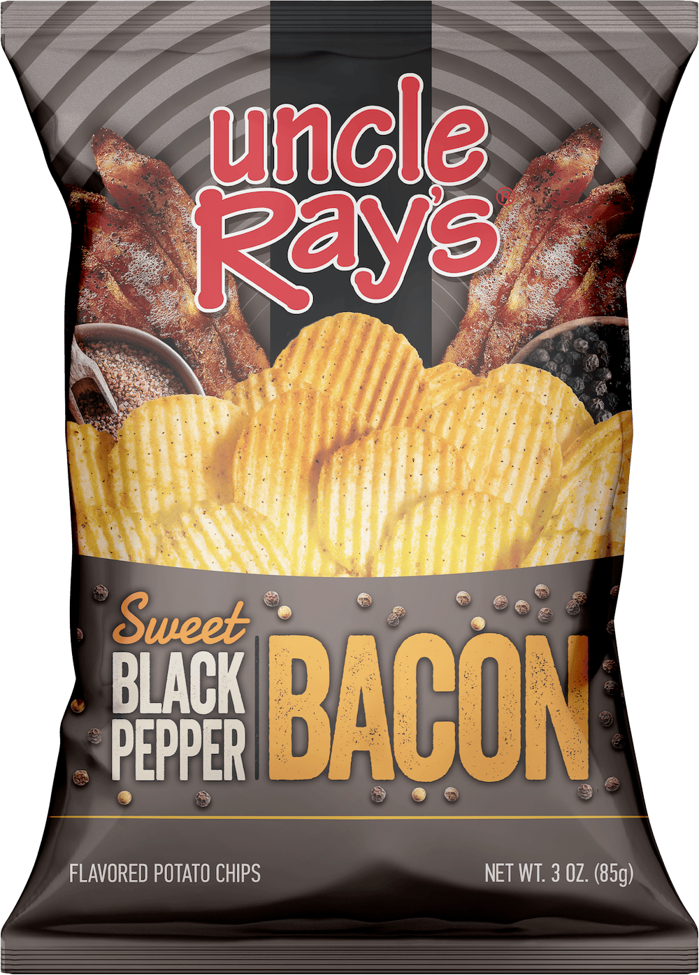 Uncle Ray's Sweet Black Pepper Bacon Potato Chips 85 g Exotic Snacks Snaxies Montreal Quebec Canada 