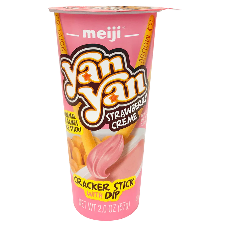 Meiji Yan Yan Strawberry Dip Snack 57g Snaxies Exotic Snacks Montreal Quebec Canada