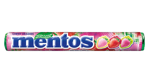 Mentos Strawberry Mix 37.5 g Snaxies Exotic Candy Montreal