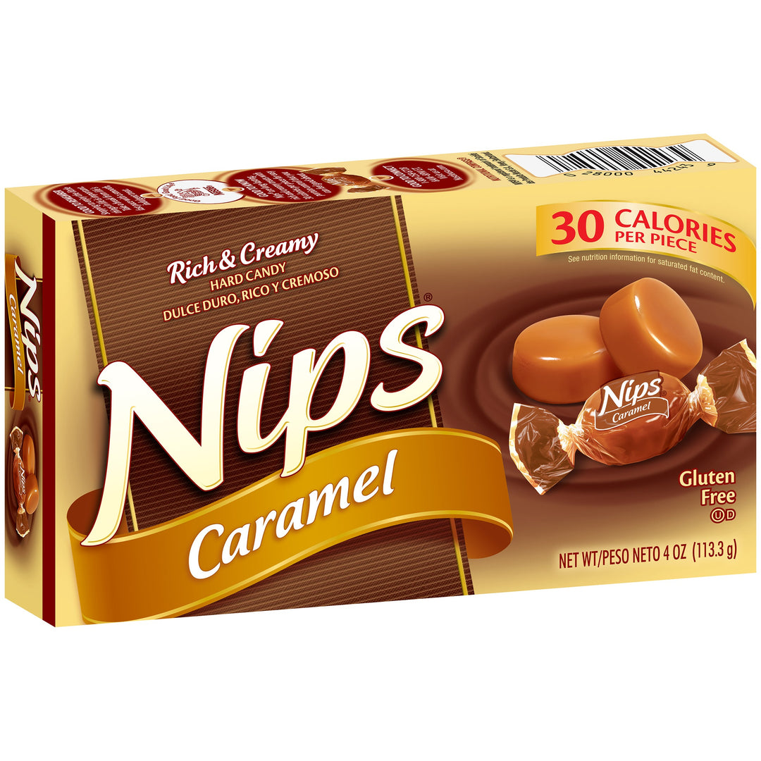 Nestle Nips Caramel Hard Candy Theatre Box 113.3 g Snaxies Exotic Candy Montreal Canada