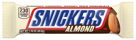 SNICKERS Almond Candy Bar 49.9 g Snaxies Exotic Snacks Montreal Quebec Canada