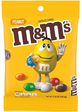 M&M's Peanut Chocolate Candy Peg Bag 150.3 g Exotic Snacks Snaxies Montreal Quebec Canada