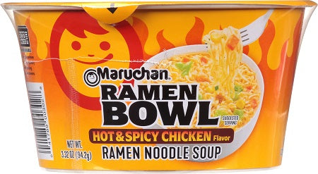 Maruchan Hot & Spicy Chicken Ramen Bowl 94.2 g  Snaxies Exotic SnacksMontreal Quebec Canada