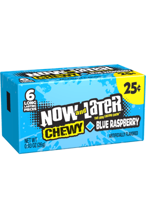 Now & Later Chewy Blue Raspberry 26 g Snaxies Exotic Candy Montreal Canada