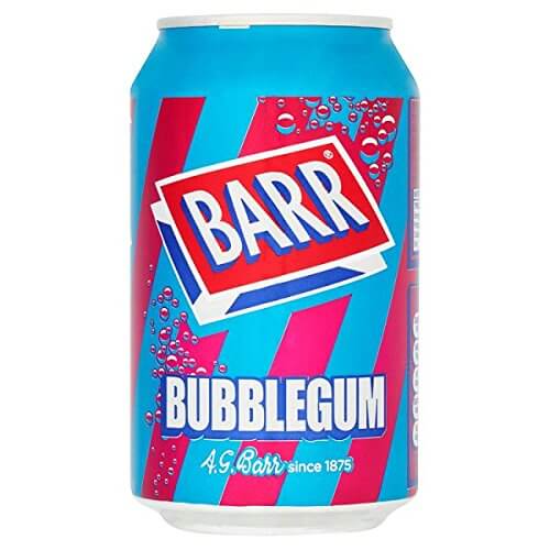 Barr Bubblegum Soda Can 330 ml Snaxies Exotic Drinks Montreal Canada