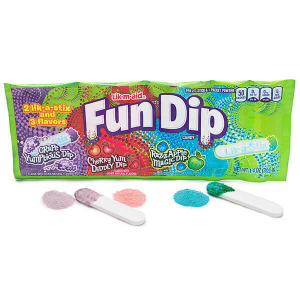 Lik-M-Aid Fun Dip Original 3 Flavour Pack 39.6 g Snaxies Exotic Candy Montreal Quebec Canada